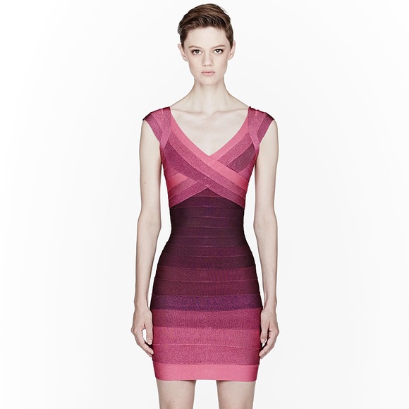 pink ombre bandage dress